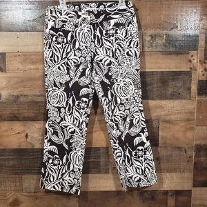 Cabi  Serengeti sunset brown and white crop pants